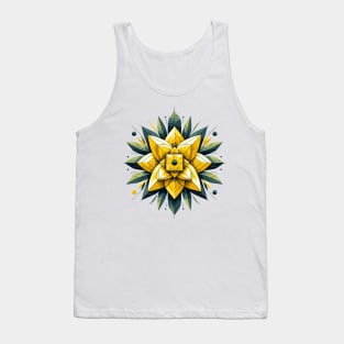 Yellow Abstract Flower Tank Top